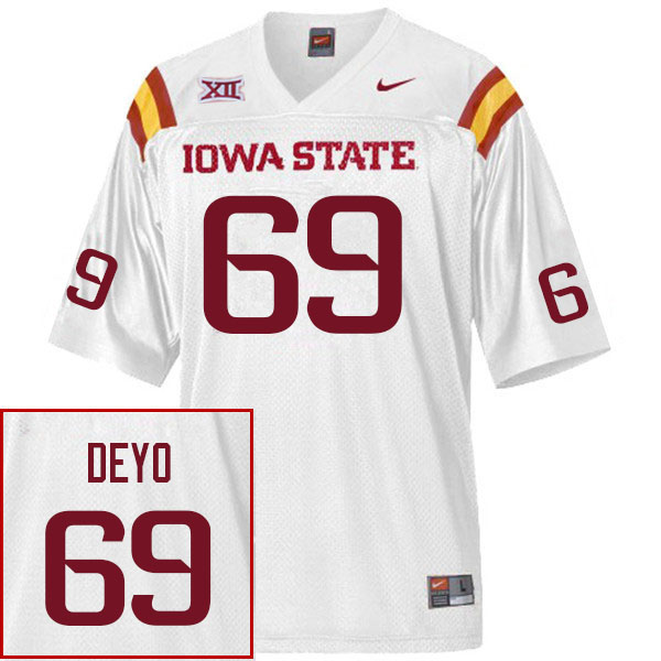 Men #69 Hunter Deyo Iowa State Cyclones College Football Jerseys Sale-White